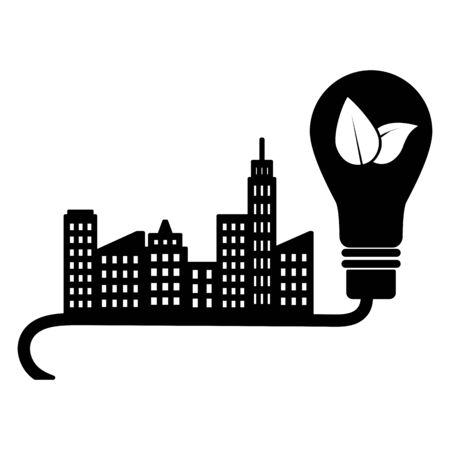 city light bulb energy eco friendly environment vector illustrationのイラスト素材