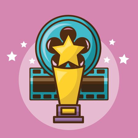 Cinema trophy design, Movie video film media entertainment show and event theme Vector illustrationのイラスト素材