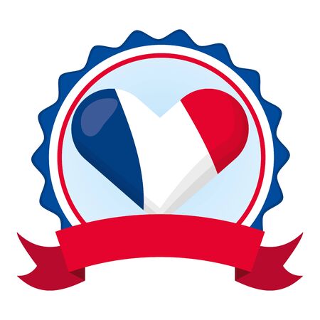 heart shaped french flag happy bastille day flat design vector illustrationのイラスト素材