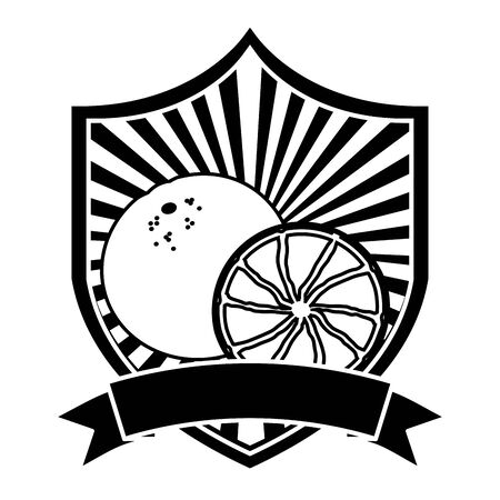 orange tropical fruits ribbon emblem vector illustrationのイラスト素材