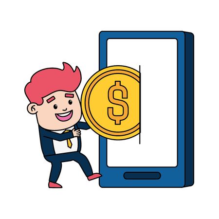 businessman online payment smartphone money vector illustrationのイラスト素材