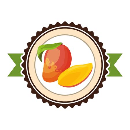 mango tropical fruits sticker design vector illustrationのイラスト素材
