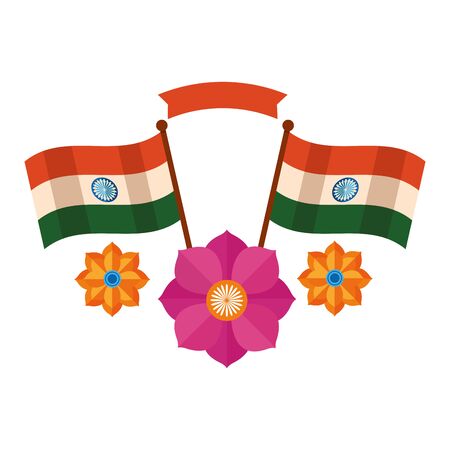 indian flags with lotus flower independence day vector illustration designのイラスト素材