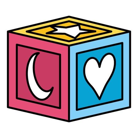 cube block with figures toy vector illustration designのイラスト素材