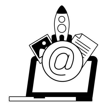 tablet rocket picture send email vector illustrationのイラスト素材