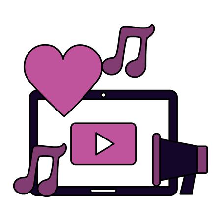tablet megaphone music social media vector illustrationのイラスト素材