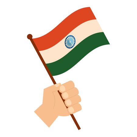 hand with indian flag independence day vector illustration designのイラスト素材