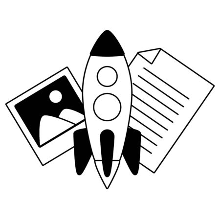 rocket picture document send email vector illustrationのイラスト素材