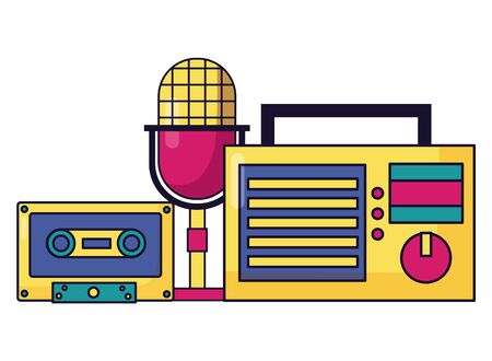 radio microphone cassette instrument and equipment festival music vector illustrationのイラスト素材