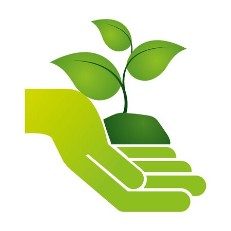 hand holding plant eco friendly environment vector illustrationのイラスト素材