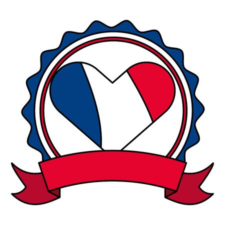 heart shaped french flag happy bastille day flat design vector illustrationのイラスト素材