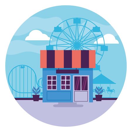 market store commerce facade park vector illustrationのイラスト素材