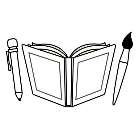 book paintbrush and pen back to school vector illustrationのイラスト素材