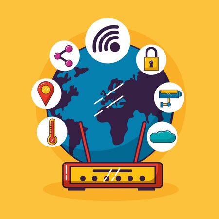 world router internet wifi free connection vector illustrationのイラスト素材