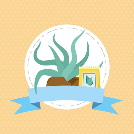 succulent and soil sack plants decoration gardening flat design vector illustrationのイラスト素材