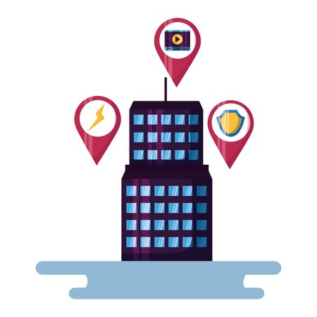 smart city building technology wireless vector illustrationのイラスト素材