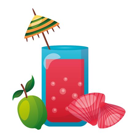 summer time holiday cocktail lemon and shells vector illustrationのイラスト素材