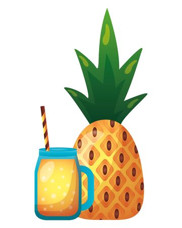 summer time holiday juice pineapple fresh vector illustrationのイラスト素材