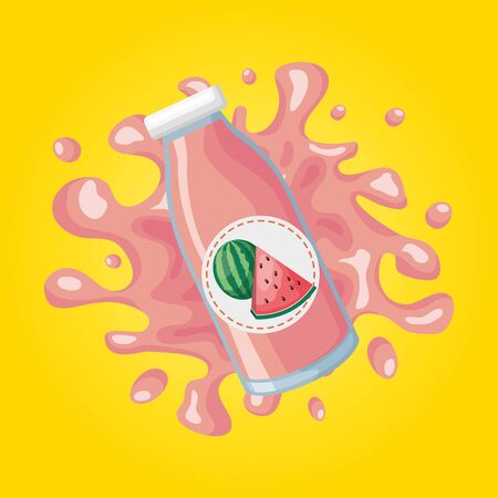 splash juice bottle watermelon tropical fruits design vector illustrationのイラスト素材