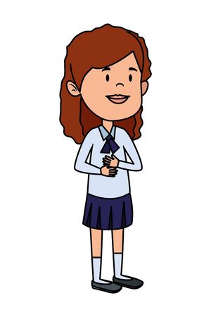 happy student girl comic character vector illustration designのイラスト素材