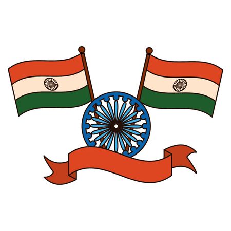 indian flags with  shoka chakra  illustration designのイラスト素材