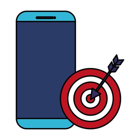 smartphone with target arrow success  illustration designのイラスト素材
