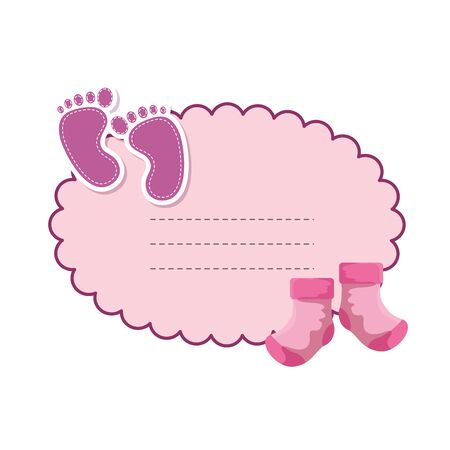 baby shower card with footprints vector illustration designのイラスト素材