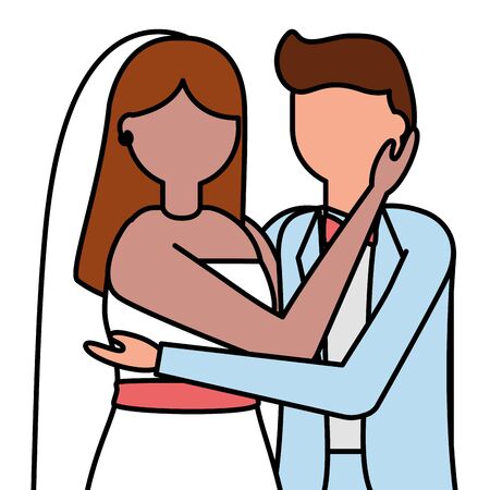 flat design wedding people groom and bride vector illustrationのイラスト素材