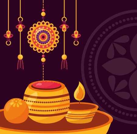ornaments candles raksha bandhan vector illustrationのイラスト素材