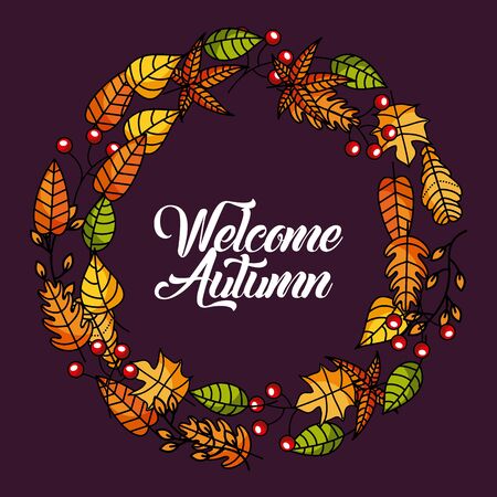 welcome autumn banner nature invitation poster vector illustrationのイラスト素材