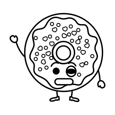 sweet donuts kawaii character vector illustration designのイラスト素材