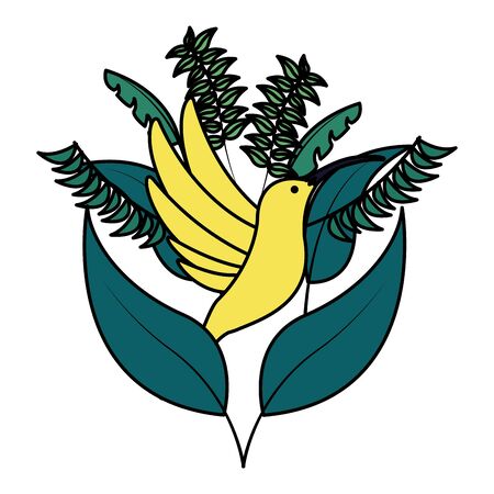 foliage nature leaves hummingbird white background vector illustrationのイラスト素材