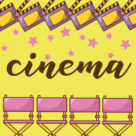 Cinema icon set design, Movie video film media entertainment show and event theme Vector illustrationのイラスト素材