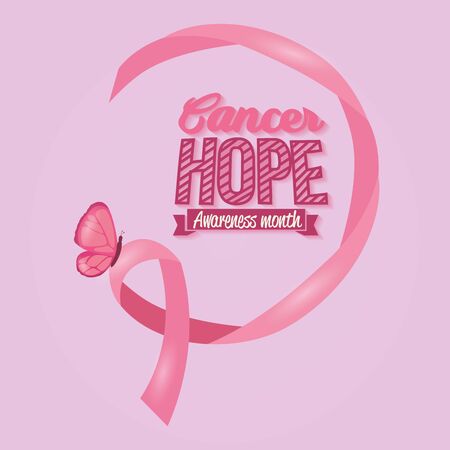 poster breast cancer awareness month with ribbon vector illustration designのイラスト素材