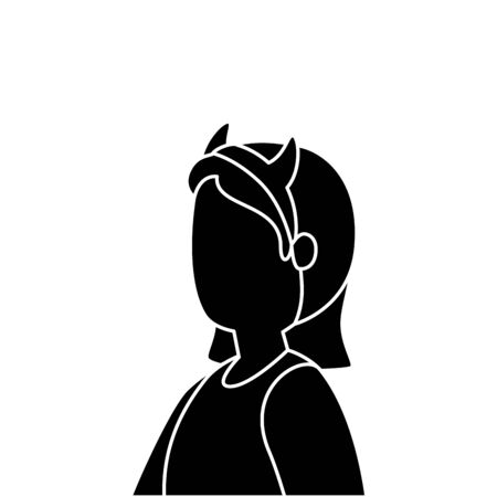 young woman disguised devil avatar character vector illustration designのイラスト素材