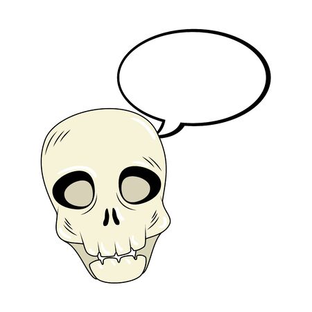 skull dead halloween with speech bubble style pop art vector illustration designのイラスト素材