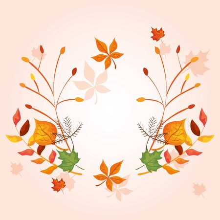branches with leafs of autumn vector illustration designのイラスト素材