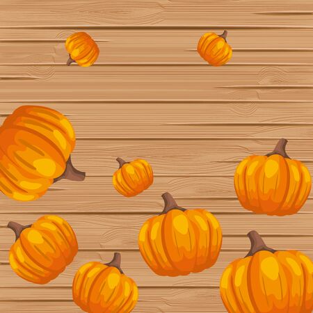 pumpkins with wooden pattern background vector illustration designのイラスト素材