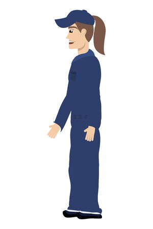 female young mechanic worker avatar character vector illustration designのイラスト素材