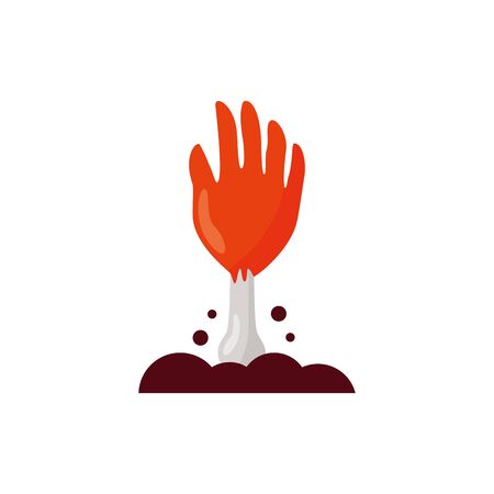 halloween zombie hand coming out of the ground vector illustration designのイラスト素材