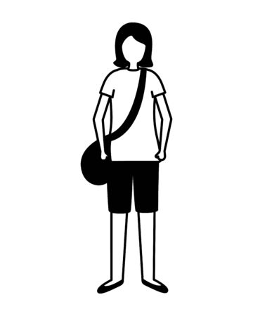woman with handbag activity outdoors on white background vector illustrationのイラスト素材