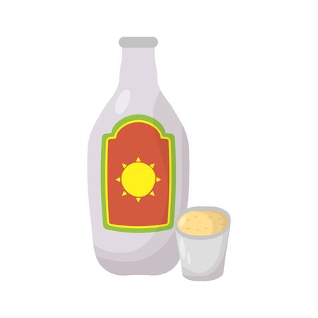 mexican tequila bottle and cup vector illustration designのイラスト素材