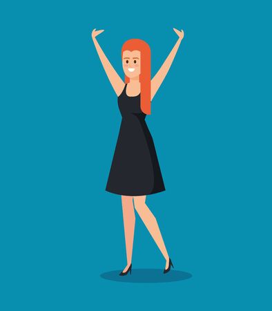 happy woman with nice dress and hairstyle vector illustrationのイラスト素材