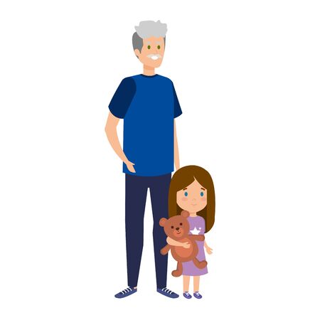 cute grandfather with grandaughter vector illustration designのイラスト素材