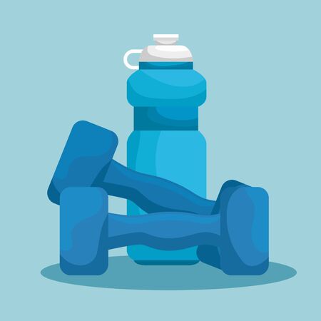 water bottle and dumbbells to exercise balance vector illustrationのイラスト素材