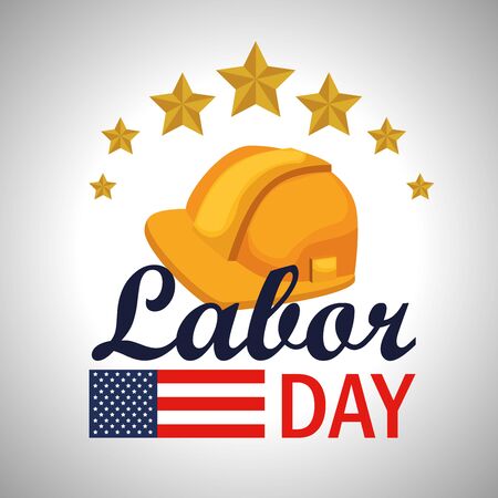 labor day with usa flag and helmet vector illustrationのイラスト素材