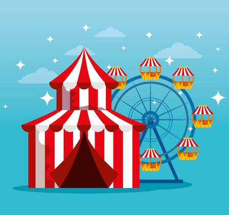 carnival circus with ferris wheel to traditional festival vector illustrationのイラスト素材