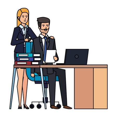 business couple in the workplace vector illustration designのイラスト素材