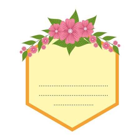 postcard with flowers and leafs decoration vector illustration designのイラスト素材