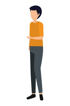 happy young man avatar character vector illustration designのイラスト素材